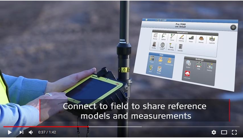 Video Control de maquinaria Leica para rodillos y pavimentadoras